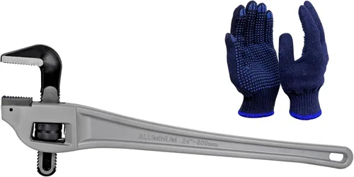 Miniatura 16 de Llave de tubo de aluminio de 48 pulgadas, capacidad de mordaza ajustable de 8"/200mm, llave de fontanería de mango recto resistente, herramienta