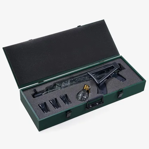 Miniatura 4 de Juego de regalo de decantador de whisky de pistola, 25 onzas con tres vasos de chupito de 3 onzas + botella de granada, ideas únicas de cumpleaños