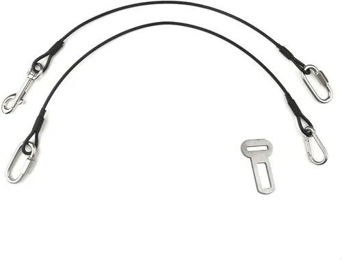 Miniatura 8 de Sonku - Paquete de 2 cinturones de seguridad de automóvil para perros, correas de seguridad de cable de acero a prueba para perros pequeños