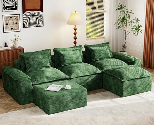Miniatura 17 de Hobestluk Cloud - Sofá individual de espuma viscoelástica con asiento profundo, sofá en forma de L con funda extraíble, sofá grande para sala