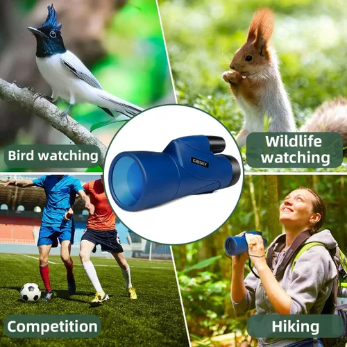 Miniatura 8 de Gosky - Telescopio monocular, monocular de 12 x 55 HD para adultos con prisma BAK4 y lente FMC, monocular ligero con adaptador para smartphone