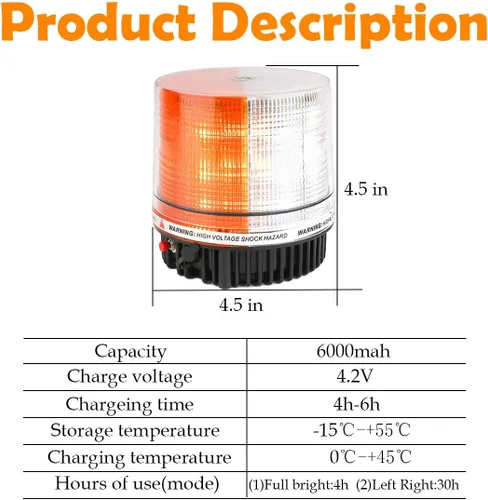 Miniatura 2 de Baliza Giratoria Inalámbrica Ámbar/Blanca Naranja con Batería, Luz de Advertencia Estroboscópica LED para Techo Superior, Luces de Emergencia
