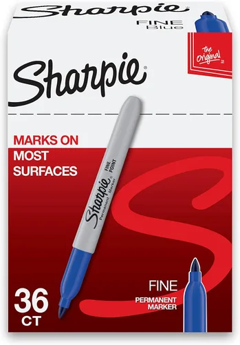 Sharpie - Marcadores permanentes, azul, punta fina, juego al por mayor, 36 unidades - Para plástico, metal, madera y más