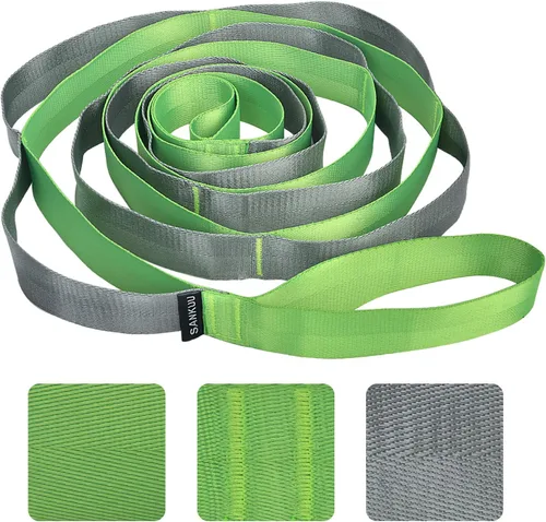 Miniatura 5 de SANKUU - Correas de yoga para estiramiento con 12 bucles, póster de entrenamiento, correas para estiramiento, equipo de terapia física, bandas