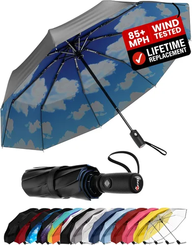 Miniatura 31 de REPEL Windproof Travel Umbrella - Compact & Withstands Winds up to 85MPH , Strongest Premium Auto Folding Umbrella for Rain and Sun - Durable, Light