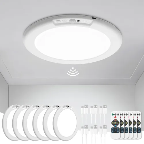 Miniatura 11 de wowatt: lámpara de techo recargable operada por batería, luz de sensor de movimiento para interiores, lámpara de ducha inalámbrica con mando a