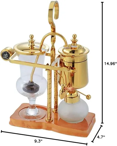 Miniatura 8 de Belga Royal Coffee Machine Set Balance Syphon Sifon Cafetera Gold Sifon Brewer 15oz 13.5 fl oz Dorado