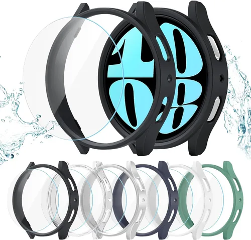 Miniatura 19 de Pack de 12 fundas para Samsung Galaxy Watch 6 de 40 mm, protector de pantalla con cubierta de policarbonato duro y película protectora de vidrio