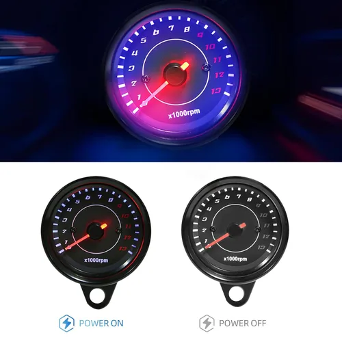 Miniatura 6 de Tacómetro de 13000 RPM para motocicleta, indicador universal de 12V con retroiluminación LED, contador de revoluciones para motor de carburador