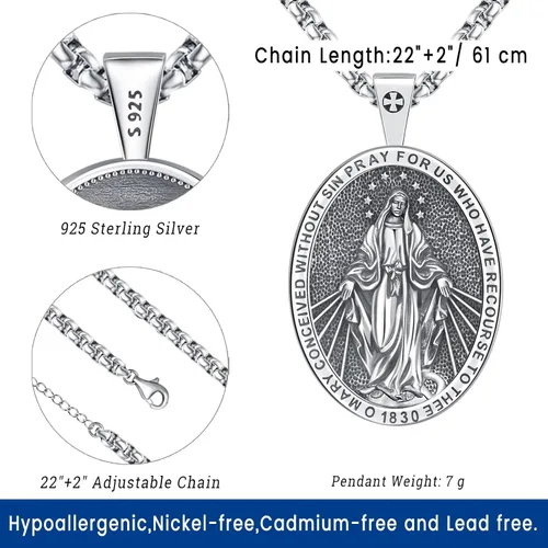 Miniatura 38 de Eusense Saint Necklace Sterling Silver 925 Protection Jewelry for Men Women Patron St Medals Amulet Pendant