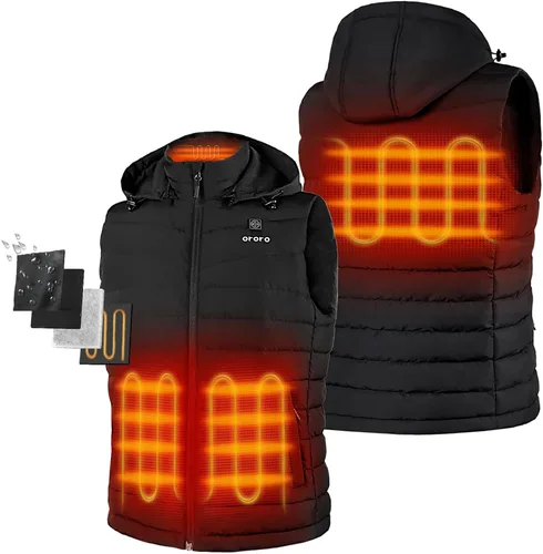 Miniatura 2 de ORORO Upgraded Battery Men's Heated Vest with 90% Down and Detachable Hood, Lightweight Heated Down Vest with Battery Pack