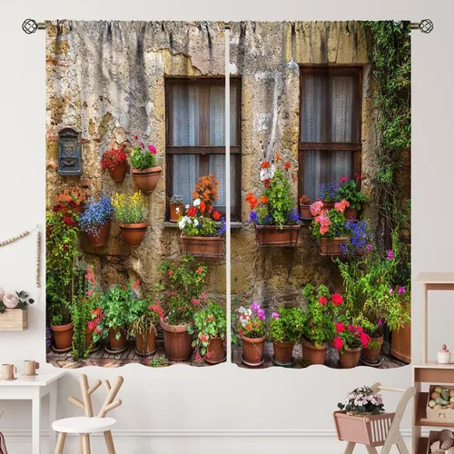 Miniatura 12 de Cortinas italianas, patio antiguo, sillas de café de Italia, casas históricas en la calle, sala de estar, dormitorio, cortinas opacas con bolsillo