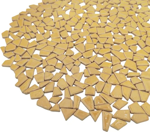 Miniatura 16 de Azulejos de mosaico de cerámica irregulares de 1.1 libras, piezas de mosaico, piedras para hacer mosaicos, manualidades, pasatiempos, artes, Amarillo