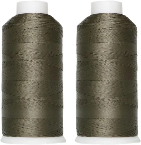 Miniatura 9 de Juego de 2 rollos/66 hilos de nailon unidos 210D/3 size69 para coser cuero, tapicería, lona, zapatos y tejido de cabello de 3000 yardas