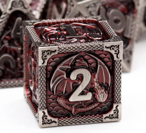 Miniatura 45 de Haxtec - Juego de dados de metal DND, dados poliédricos D&D compatibles con Dungeons and Dragons, regalo TTRPG, dados de metal bronce antiguo