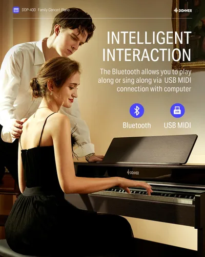 Miniatura 5 de Donner DDP-400 - Piano digital con teclado progresivo ponderado de 88 teclas, teclado de piano vertical premium para profesionales, paquete