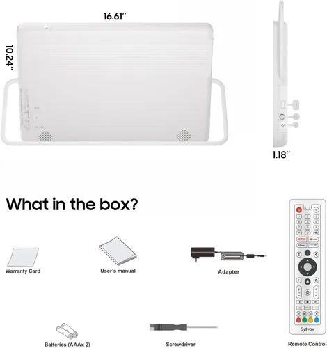 Miniatura 3 de SYLVOX Smart TV portátil de 15.6 pulgadas, televisión de 12 voltios, alimentado por batería de 10000 mAh, IP66, impermeable, altavoces duales