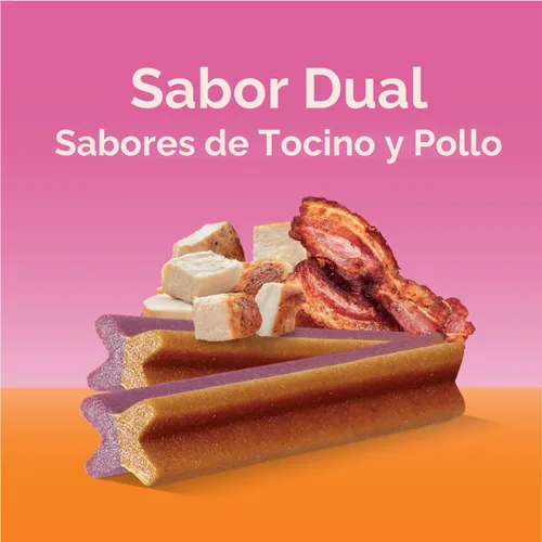 Miniatura 4 de Pedigree Dentastix Golosinas para Perros de Raza Grande de Doble Sabor, Tocino y Pollo, Bolsa de 1.47 lb (32 Golosinas)