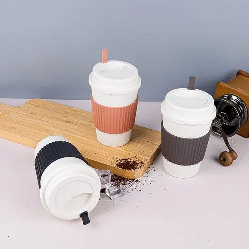 Miniatura 7 de Taza de café sellada con paja de trigo, taza de plástico portátil creativa, taza de alimentos de alto valor que acompaña a beber 16.9 fl oz/17 oz