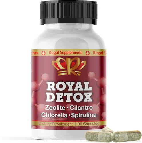 Royal Detox - Limpieza todo en uno | Zeolita, cilantro, clorella, espirulina, pectina de manzana, desintoxicación de cuerpo completo, hígado, colon