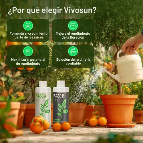 Miniatura 3 de VIVOSUN Paquete de Nutrientes Líquidos Base A & B, Fertilizante Hidropónico para Crecimiento Grande, Apoya Etapas Vegetativas y de Floración