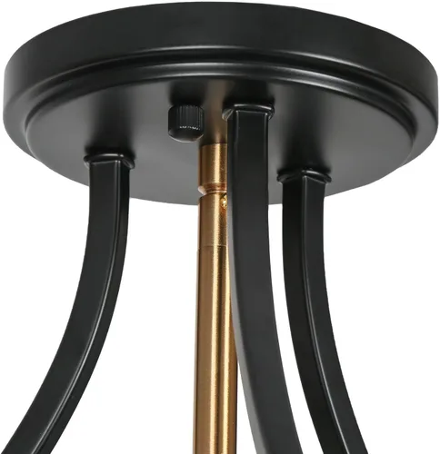 Miniatura 9 de classy leaves Lámpara de techo semiempotrada, color negro y dorado, lámpara de techo de 3 luces moderna de granja con vidrio sembrado para cocina