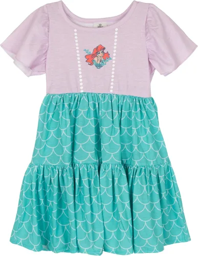 Disney Vestido de princesa con cuello cuadrado y volantes para niñas pequeñas y adultas, tallas de 2T a 2XL