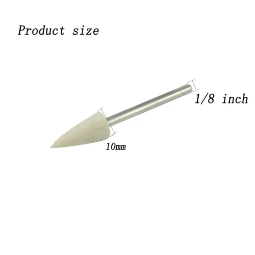 Miniatura 3 de Brocas de pulido de fieltro de lana de 0.394 in, vástago de 1/8 de pulgada, puntos de pulido de fieltro de lana para herramienta giratoria Dremel