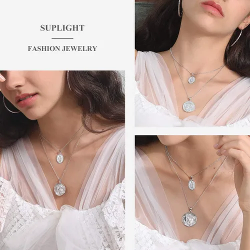 Miniatura 14 de Suplight 925 Stelring - Collar de plata virgen maría, joyería cristiana, medallón ovalado, collar con colgante (con caja de regalo)