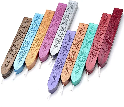 Miniatura 3 de Varillas de Cera para Sellar, Yoption 10 Piezas Varillas de Cera Multicolor con Mechas para Invitación de Boda Sobres de Regalo Tarjetas de Navidad