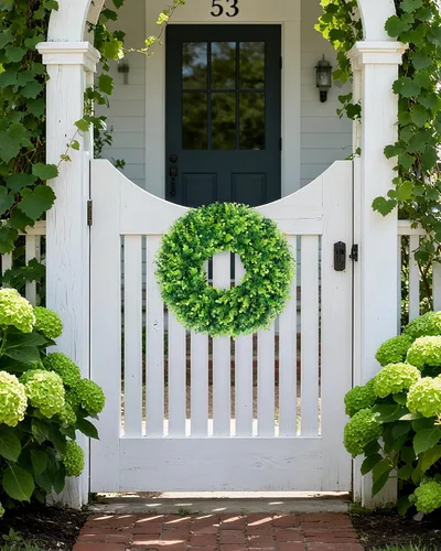 Miniatura 8 de DDHS Corona de boj de 18 pulgadas para puerta principal – Corona artificial verde de casa de campo, decoración DIY para primavera, verano, otoño e