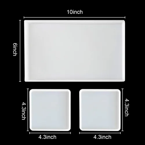 Miniatura 4 de Moldes grandes de resina de silicona, 3 moldes de resina de geoda de ágata, incluye molde cuadrado, rectangular, molde de silicona para hacer