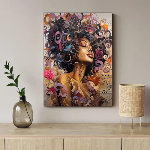 Miniatura 198 de Arte de pared afroamericano, decoración de rey y reina bailarín negro para sala de estar, arte de pareja de amor negro para dormitorio, lienzo