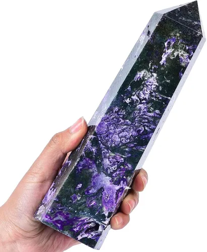 Miniatura 31 de AMOYSTONE Obelisco de Piedra de Sangre Africana Varita de Cristal Curativo Grande Torre Columna Facetada de 6 Lados Reiki Chakra Meditación Terapia