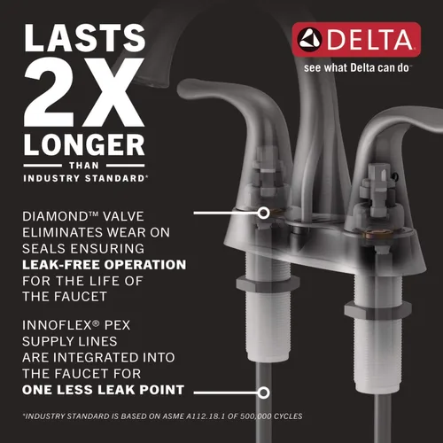 Miniatura 2 de Delta Faucet Stryke - Grifo de baño dorado, grifo de baño central, tecnología de sello de diamante, ensamblaje de drenaje de metal, bronce champán