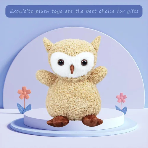 Miniatura 3 de Juguete de peluche marrón claro con búho de peluche, suave juguete de peluche para niños y niñas, regalos para niños o novia, 8.5 pulgadas