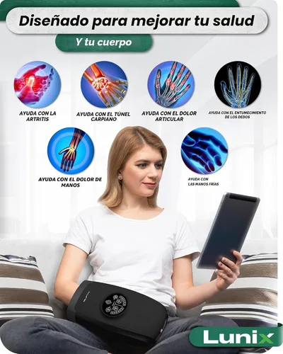 Miniatura 5 de Lunix LX3 masajeador de manos inalámbrico, máquina de masaje shiatsu con calor y compresión, 6 niveles de terapia de puntos de presión