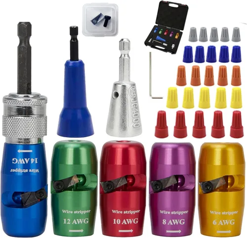 Herramienta pelacables para taladro, calibre AWG6 8 10 12 14, juego de herramientas profesionales para electricista, herramienta de torsión de