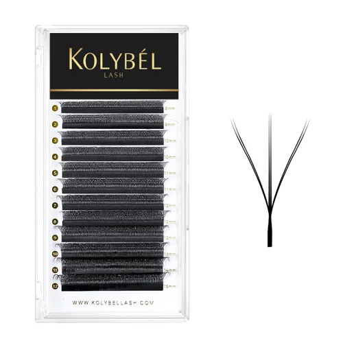 Miniatura 11 de KOLYBEL Extensión de pestañas W con floración automática, volumen 4D, pestañas postizas en abanico 0.07 C/D, rizo de visón sintético, color negro