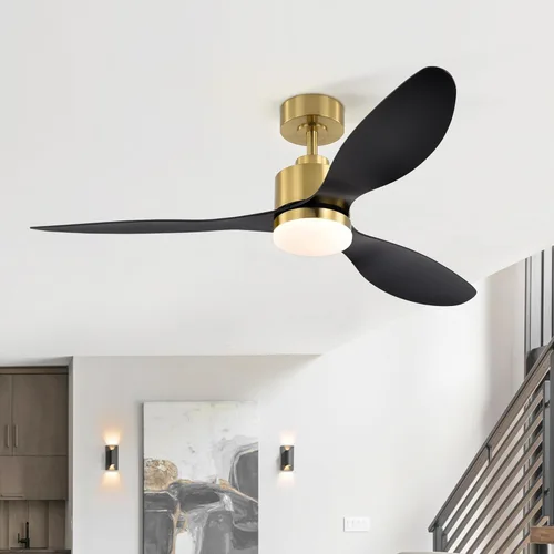 Miniatura 9 de Ventilador de techo de 52 pulgadas con luces y control remoto, motor CC silencioso, 3 aspas reversibles, 6 velocidades, ventilador de techo Negro