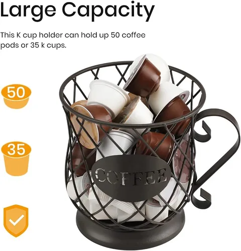 Miniatura 3 de TreeLen Soporte para tazas de café K, organizador de almacenamiento de cápsulas K, soporte para tazas Keurig para encimeras, soportes Kcup
