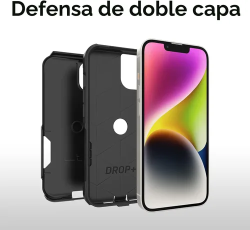 Miniatura 3 de OtterBox - Funda serie Commuter para iPhone 14 y 13, color negro, delgada y resistente, apta para bolsillo, con protección de puerto de carga