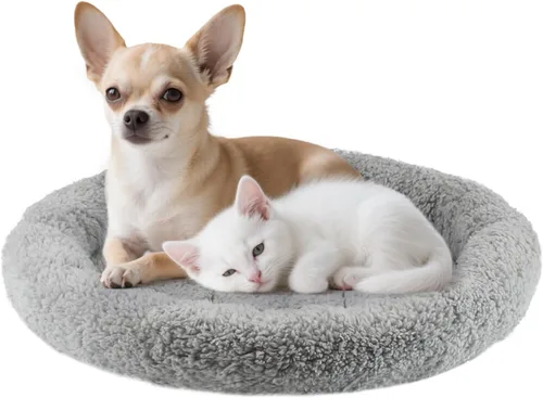 Miniatura 11 de Tapete de cama pequeño para gatos, cojín de felpa de 22 x 16 pulgadas con almohada circundante para perros pequeños a medianos, gatos, camas