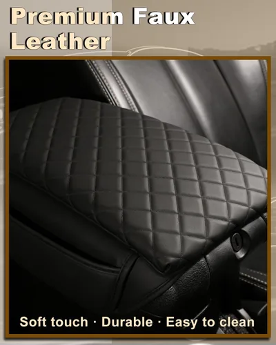 Miniatura 8 de Reposabrazos para consola central de Jeep Wrangler con almohadillas y bolsillos organizadores, protector de reposabrazos de cuero sintético negro