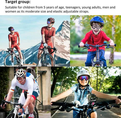 Miniatura 7 de Gafas de motocicleta para niños, 2 paquetes de gafas para cuatrimoto, motocross, esquí, gafas de carreras todoterreno para niños, gafas anti-UV, a