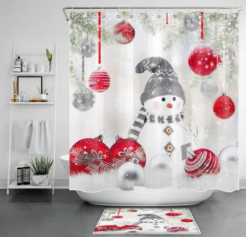 Miniatura 30 de LB Cortina de ducha de flores blancas y moradas para baño, lindo pájaro y hojas de otoño sobre tela beige con ganchos, juego botánico floral