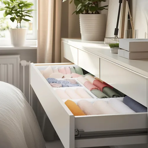 Miniatura 8 de Criusia Organizador de cajones de ropa, paquete de 21 organizadores de aparador para ropa de bebé, ropa interior, calcetines, organizadores Blanco