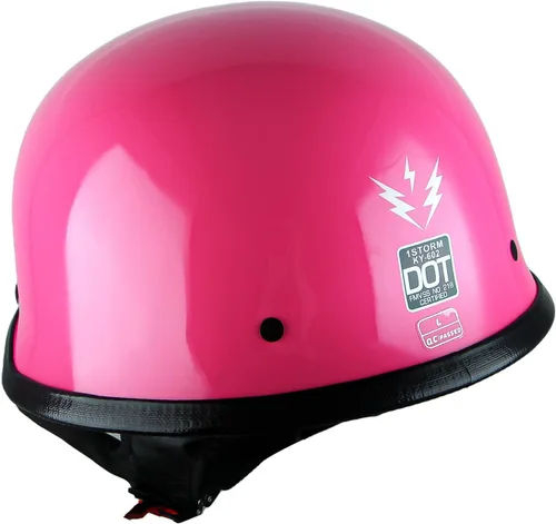 Miniatura 6 de 1Storm Casco de media cara para motocicleta, estilo alemán abierto, aprobado por DOT: HKY602 rosa brillante