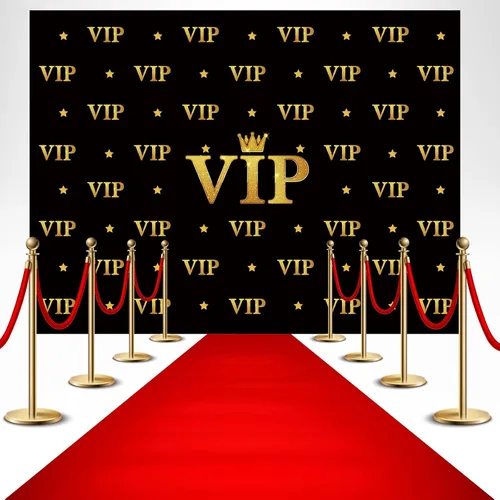 Miniatura 3 de VitalCozy 6.5 x 5 pies telón de fondo VIP para fotografía alfombra roja evento película premio telón de fondo corona estrella negro telón de fondo