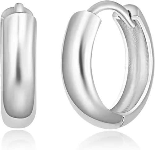 Miniatura 2 de 14k Yellow OR White Gold 3mm Thickness Huggie Earrings (12 x 12 mm)